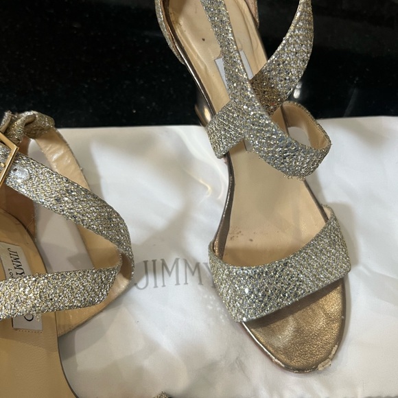 Jimmy Choo Fearne Glitter Criss Cross Wedge 37 - Picture 8 of 11